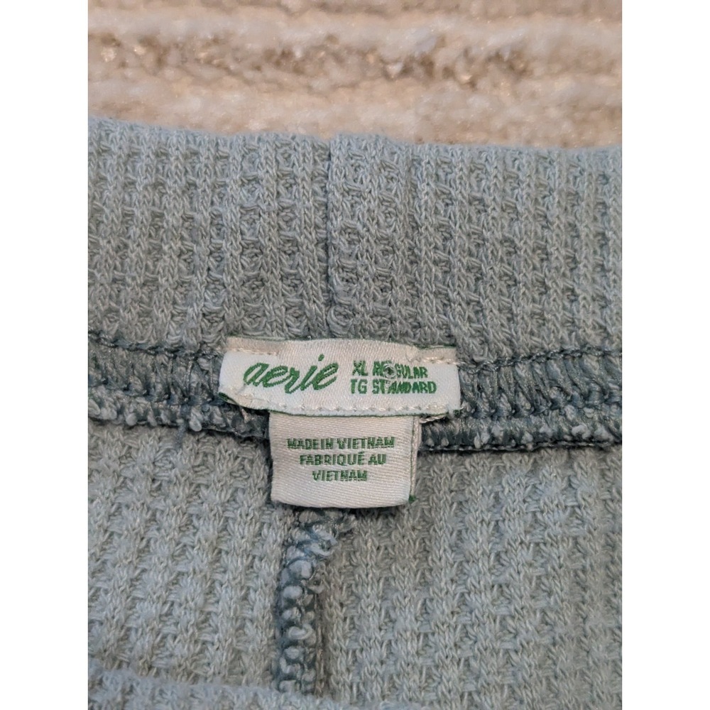Aerie Lounge Set Womens Sz XL 2 Pc Waffle Knit Hoodie & Joggers Blue Comfort - Picture 10 of 11